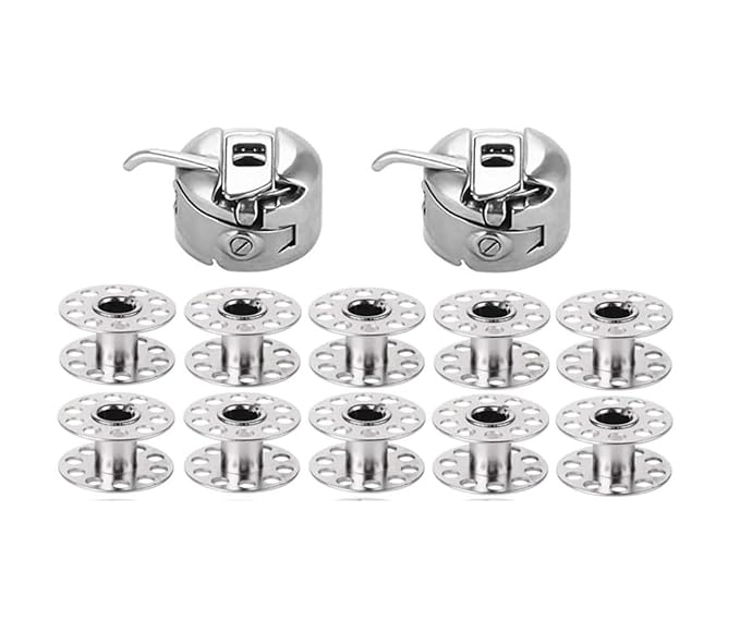 Bobbin Case 2 and 10 Bobbins for Singer/Usha/Vidya/Brother and Compatible with All Domestic Sewing Machines