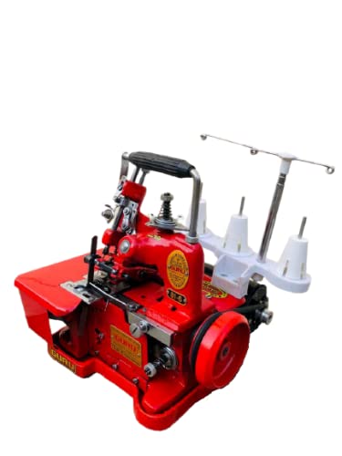 Guru Special Overlock Sewing Machine with Motor & pedal & only (Model 81-6 Portable, Color – RED)