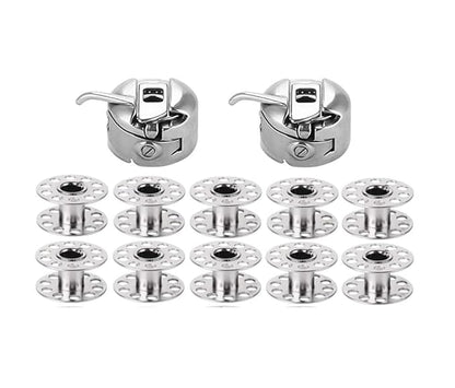 Bobbin Case 2 and 10 Bobbins for Singer/Usha/Vidya/Brother and Compatible with All Domestic Sewing Machines