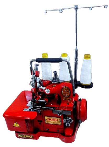 Guru Special Overlock Sewing Machine with Motor & pedal & only  (Model 81-6 Portable, Color – RED)